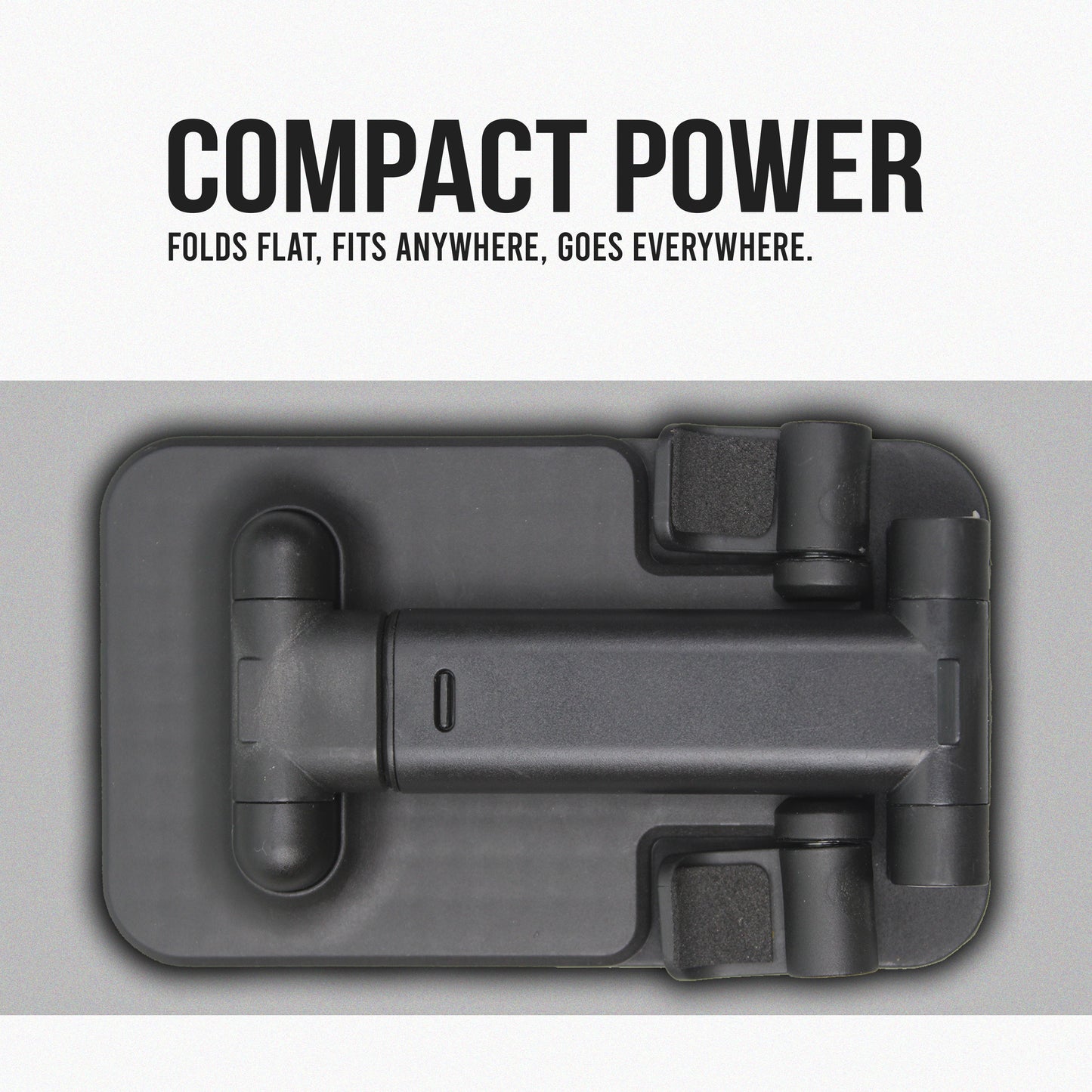 Compact power tool with text 'COMPACT POWER' on a gray background