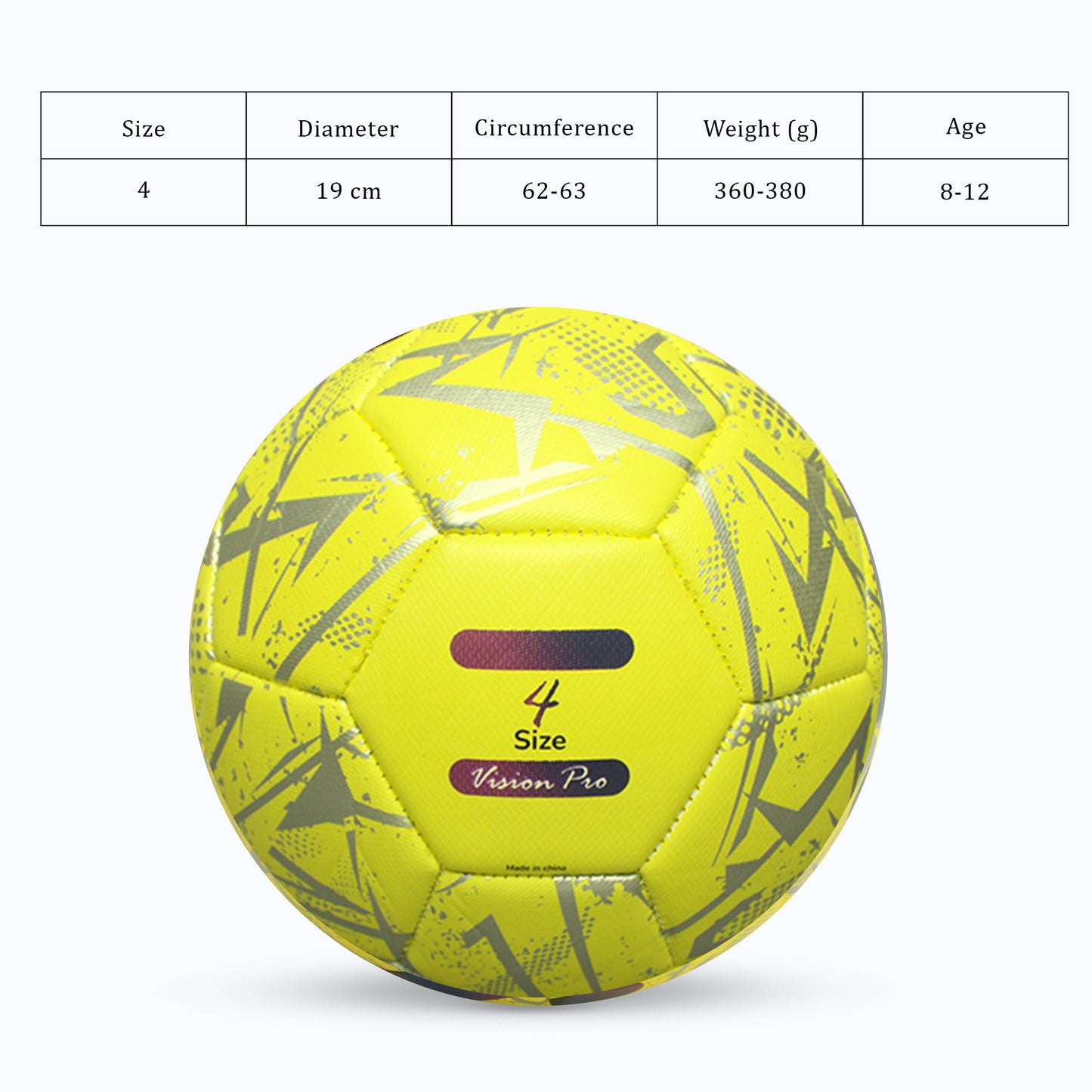 Yellow soccer ball with size 4 label on a white background