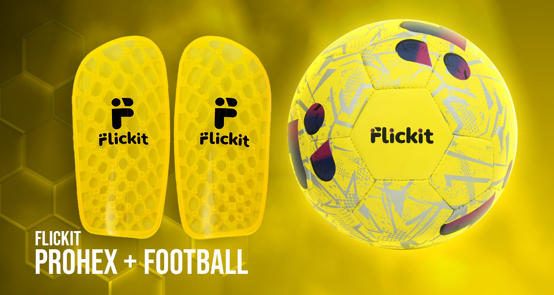 Flickit Smart Football 5 + Pro Hex Shin Guard Combo