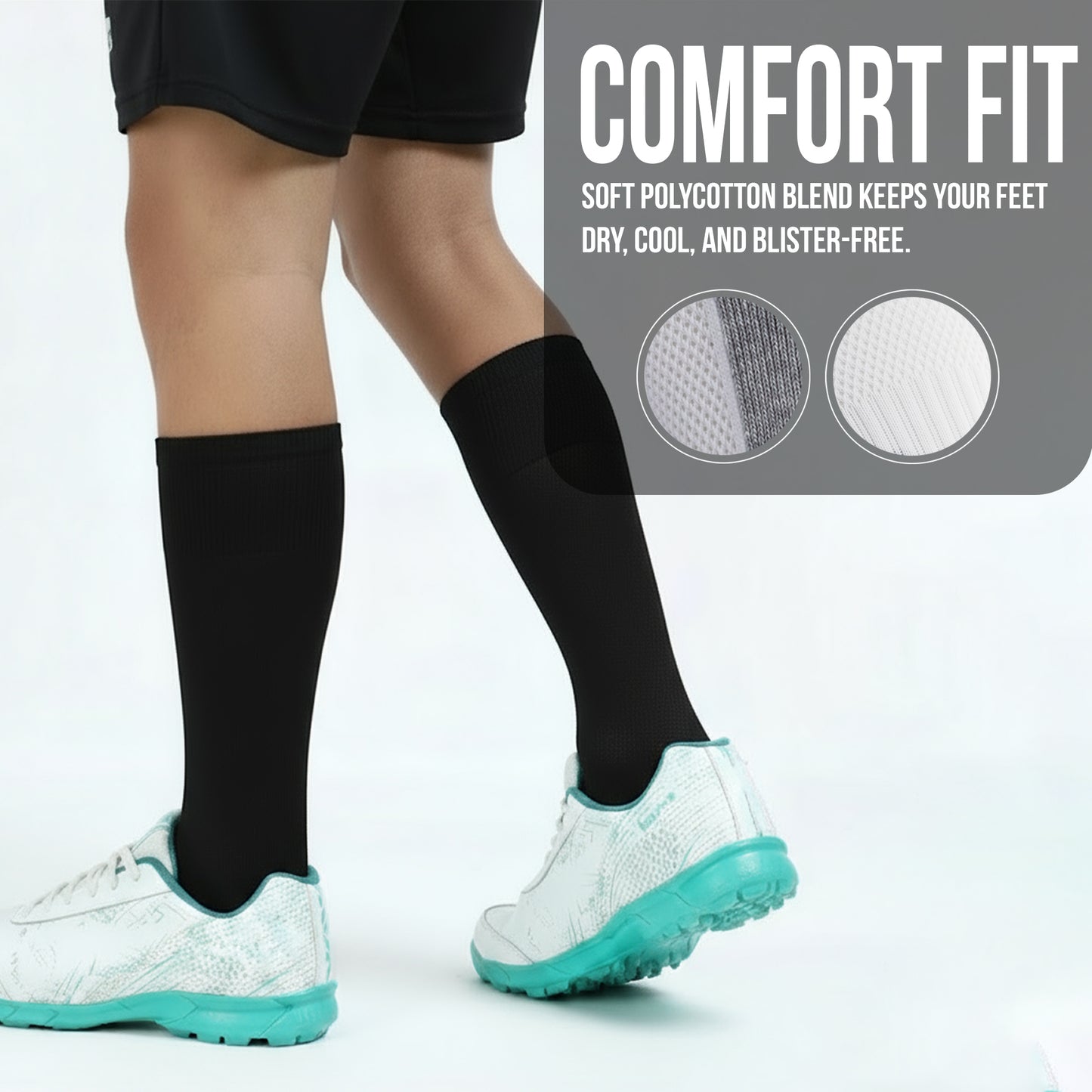 Kids Long Grip Socks Black