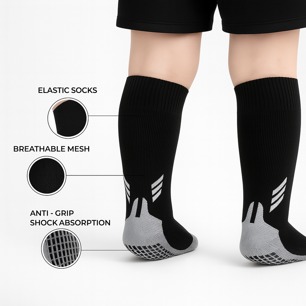 Kids Long Grip Socks Black