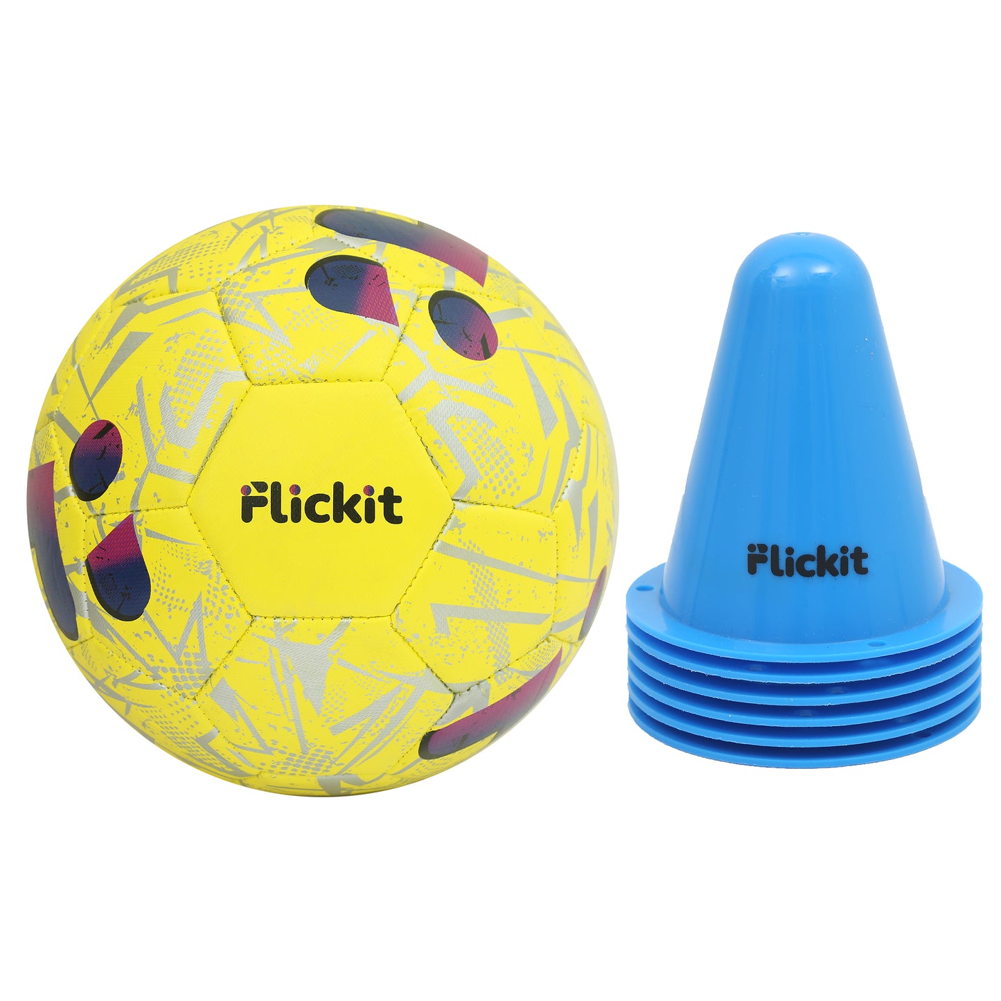 Flickit Smart Football + 6 Training Cones Combo